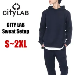 【新品・未使用】【上下セット】【ネイビー／紺】CITY LAB スウェット 上下 メンズ シティーラブ パーカー + スウェットパンツ セットアップ 大きいサイズ 無地 ロング丈 サイドジップ スキニー スリム ジョガーパンツ おしゃれ ブランド