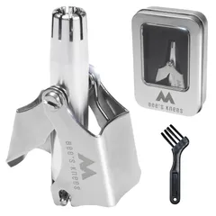 Knees】 収納ケース付き【Bee‘s お手入れ掃除ブラシ付 メンズ レディース 12枚立体ブレード 安全性 電池不要 小型 回転式 鼻毛処理 水洗い可能 なはげ切り エチケットカッター 手動式 【トータルビューティアドバイザー監修】鼻毛カッター