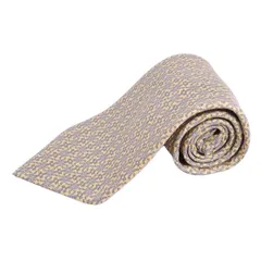 美品 エルメス HERMES ネクタイ Hロゴ 総柄 シルク メンズ フランス製