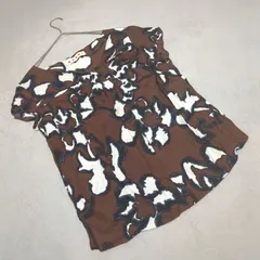 【マルニ】MARNI（42）ブラウス シャツ 総柄 フレンチスリーブ ブラウン系