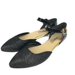 新品同様 卑弥呼 ヒミコ 表記サイズ:23 1/2 アンクルストラップ パンプス  ブラック  レザー レディース　240001154988