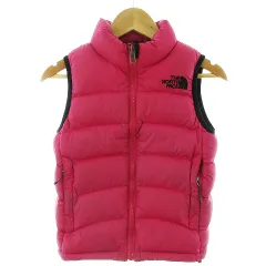 ザノースフェイス THE NORTH FACE ACONCAGUA VEST Kid’s ダウンベスト ノースリーブ ジップアップ ナイロン ロゴ 110 ピンク 黒 ブラック アウター NDJ18052 /TYM