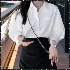 シャツブラウス レディース 七分袖シャツVネックブラウス 春夏 スタンダードシャツ白 オフィスカジュアル 大人女性 お洒落 フォーマルシャツ 韓国ワイシャツ通勤オフィスブラウス白 入学式入園式卒園式 無地Yシャツ OL