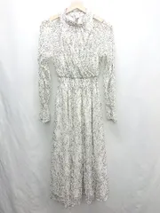 ◇ ⊂ NICE CLAUP ナイスクラップ 花柄レース 長袖 ロング ワンピース サイズF ホワイト レディース E  【1501230020800】