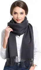 Mare GooDs(マーレグッズ) マフラー レディース ストール 大判 ウール 大判ストール 結婚式 厚手 無地 冬 秋冬 誕生日プレゼント 女性 クリスマスプレゼント(ブラック,  M)