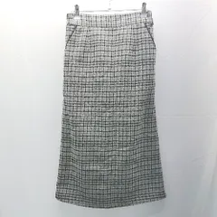 ◇ earth music&ecology チェック柄 ウエストゴム スリット 秋冬物 ロング丈 タイト スカート サイズM グレー レディース E  【1304120033085】