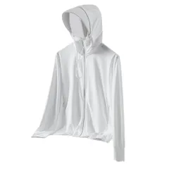 ☆ アイボリー×メンズ ☆ Lサイズ ☆ パーカー長袖 ラッシュガード UVカット パーカー 長袖 ラッシュガード レディース ファスナー アウター メッシュ 通気性 冷感素材 紫外線対策 指穴 つば サンバイザー 体型カバー 薄手 紫外線カット 日焼け防止