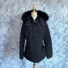 ZARA BASIC　ザラベーシック　ダウンジャケット　アウター　ショート丈　ファー　長袖　無地　厚手　フーディ脱着式　冬【size L】　ブラック　黒