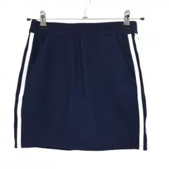 【美品】アディダス スカート ネイビー×白 メッシュ調 3ライン ストレッチ レディース  ゴルフウェア adidas
