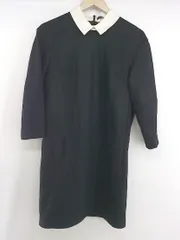 ◇ URBAN RESEARCH ROSSO 切替 ウール混 長袖 ミニ ワンピース サイズF ブラック ホワイト系 レディース P  【1301250002356】