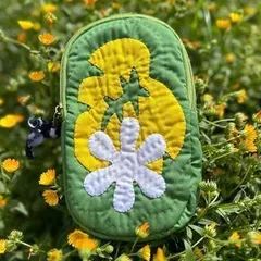 在庫一掃セール!!【正規品】ツインポーチ 　モンステラ グリーン　 ハワイアンキルト スマホポーチ