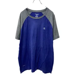 Champion 半袖 ロゴTシャツ XL パープル グレー ラグラン チャンピオン ワンポイントロゴ 古着卸 アメリカ仕入 a704-5529