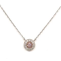 【名古屋】ピンクダイヤモンド ネックレス 0.103ct FANCY LIGHT PURPLISH PINK I-1 RD プラチナ ジュエリー 中宝ソのサムネイル