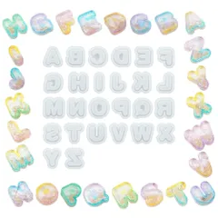 [FUPUTWO] シリコンモールド アルファベット 英文字 丸文字 UVレジン 型 手作り DIY (個別タイプ) [個別タイプ]