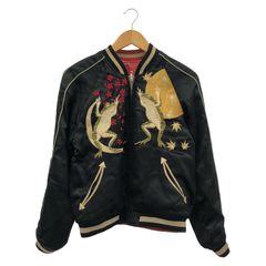 中古】参丸一 リバーシブル スカジャン サイズM ブラック/レッド 蛙