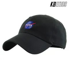メンズ キャップ 帽子 シンプル 綿 コットン ツバ付き 日よけ サイズ調整可能 アジャスター オールシーズン ベースボールキャップ ダッドキャップ 男性用 黒 ブラック NASA ナサ  KBETHOS
