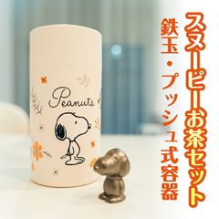 【レビュー特典】スヌーピーお茶セット 鉄玉プッシュ式容器 密閉容器 スヌーピー 池永鉄工 南部鉄 キャラクター鉄玉 プレゼント 御礼 キャンプ 贅沢 おうち時間 鉄分補給 貧血 健康 日本製  送料無料