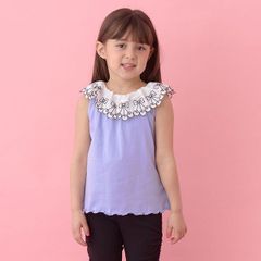 Lycee mine　チェリーレース衿トップス　チェリーレース衿トップス　モデレートブルー