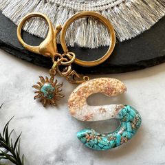 Sea gem☆レジンイニシャルキーホルダー　S
