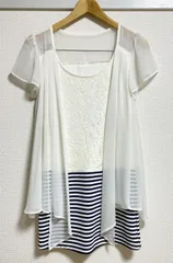 CECIL McBEE セシルマクビー ワンピース シフォン レース ボーダー レディーストップス Mサイズ