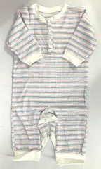 ワッフルプリントパジャマ　８０　ピンクボーダー