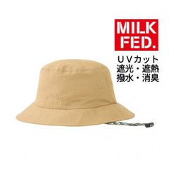 帽子 ハット ミルクフェド milkfed MILKFED ARCH COOPER LOGO BUCKET HAT 103252051004 レディース バケットハット ベージュ つば 日よけ 紫外線対策 ブランド 旅行 オシャレ 遮熱 撥水 顎紐 日傘 つば
