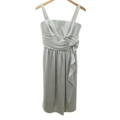 ジョルジオアルマーニ GIORGIO ARMANI 美品 キャミワンピース ドレス フリル シルク シルバー系 38 約Mサイズ 0121 IBO46のサムネイル
