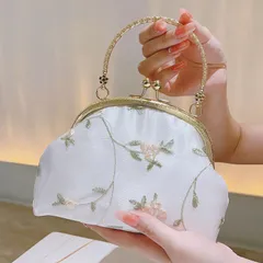 パーティーバッグ 結婚式 クラッチバッグ パーティバッグ 入学式 卒業式  ホワイト 花刺繍 フォーマルバッグ 大きめ ブライダル パーティーバック 3way シフォン 上品 かわいい 1262
