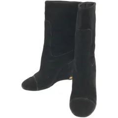 LOUIS VUITTON ルイヴィトン ウェッジソールスエードレザーブーツ  ブラック 37