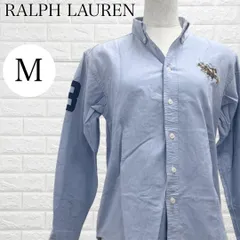 【A3718】RALPH LAUREN ラルフローレン ボタンダウンシャツ ライトブルー系 ボタンダウン 長袖 Mサイズ相当 刺繍
