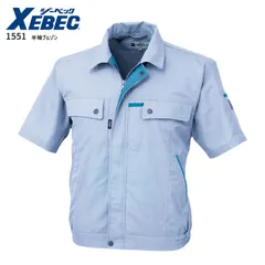 半袖ブルゾン ジーベック 1551 クレスタ 9色 SS～6L サックス レディース メンズ 作業着 春夏 エコ素材 制電 静電気防止 帯電防止 作業服 上着 ジャケット ワーク用 作業用 仕事着 速乾吸汗 夏用 ユニセックス XEBEC