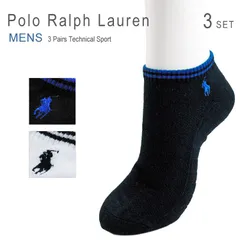 新品未使用 ポロ ラルフローレン メンズ ショートソックス 3足セット 827042PK ブラック 黒