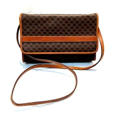 セリーヌ（CELINE）マカダム柄2WAY（斜めかけショルダー＆クラッチ）ロゴ模様バッグ　ショルダーストラップ取り外し可　\￥【中古】KB-9682