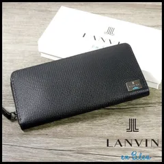 新品 定価19,800円 ランバンオンブルー ラウンドジップ 長財布 黒 牛革製 ハイデ/Heide 箱付き LANVIN en Bleu メンズ