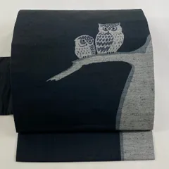 ⑥⑦④フクロウ 月 京袋帯 未使用品 楽天市場】京袋帯 WAKKA 麻 鬼火 グレー コウモリ 月 柳 蝙蝠 妖怪 夏