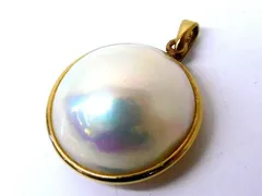マベパール 15.8mｍ K18 YG イエローゴールド ペンダント ■ 真珠 2.8g ラウンド レディース トップ チャーム □6K6L