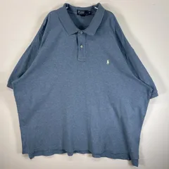 古着 90's/90年代 ポロバイラルフローレン Polo by Ralph Lauren 半袖 ポロシャツ ロゴ 刺繍 大きいサイズ 2ボタン 3XB BIG  水色 無地 メンズ