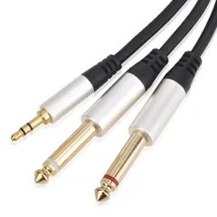 【LCYOUTH】オーディオケーブル3.5mmto6.35mm変換ステレオミニプラグ2分配変換ケーブルオス-オスHIFIナイロン編組HIFIスマートフォンPCCDプレーヤースピーカーアンプ等に適用(2M)