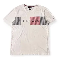 TOMMY HILFIGER トミーヒルフィガー ロゴデザイン 半袖 Tシャツ XL/ホワイト メンズ