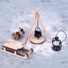 ドールハウスのミニチュアのキャンプセット クリスマスの装飾 人形の家 雪のシーン 装飾アクセサリー 1:12