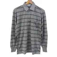 アーノルドパーマー ポロシャツ トップス 長袖 ボーダー柄 ウール混 ゴルフウエア メンズ Lサイズ グレー Arnold Palmer 【中古】