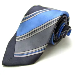 ロベルタ・ディ・カメリーノ ブランドネクタイ ストライプ柄 ロゴ シルク イタリア製 メンズ グレー Roberta di Camerino 【中古】