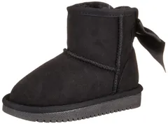 19.0 cm_ブラック [オリエンタルトラフィック] キッズブーツ ムートンブーツ 15~20cm 女の子 キッズ 子供靴 防寒 暖かい ファー リボン ショート 秋冬 スエード 歩きやすい 履きやすい ブラック 19.0 cm