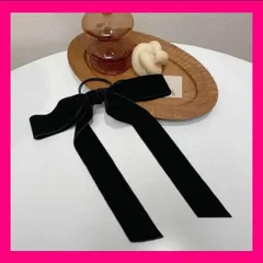 リボン ブラック ベロア ゴム 韓国 かわいい ヘアアクセサリー 髪