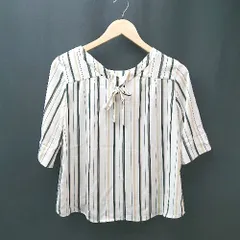 ◇ ROPE PICNIC ロペピクニック ストライプ ２WAY 袖取り外し可能 五分袖 ブラウス サイズ38 ホワイト レディース E  【1305150000467】