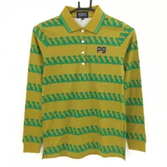 ★SALE価格★【超美品】パーリーゲイツ 長袖ポロシャツ ブラウン系×グリーン 恐竜総柄 レディース 0(S) ゴルフウェア PEARLY GATES