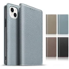 TENSIK iPhone15 ケース 手帳型 アイフォン15 ケース 高級牛本革 いPhone15 スマホケース マグネット式 携帯カバー 財布型レザー 手帳型カバー本革 スタンド機能 ストラップ付き カードポケッ トギフトボックス付き ブルー×ブルー 0