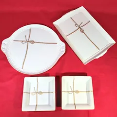 ♥リチャード・ジノリ　金彩リボン　イタリア　スクエアプレート・ラウンドプレート各1枚　角小鉢2個　計4点セット 《NO 00774》