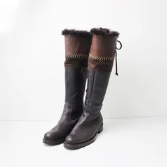 エンリーベグリン HENRY BEGUELIN オミノ刺繍 ムートンレザーレースアップロングブーツ 35.5/ダークブラウン 22.5cm【2400013892650】のサムネイル