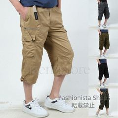 【新品未使用】カーゴパンツ メンズ 作業ズボン 夏 ミリタリーパンツ ハーフパンツ ゆったり カジュアル ボトムス ポケット付き チノパン イージーパンツ 薄手 fvcp172